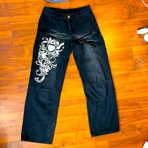 black jeans w/ print